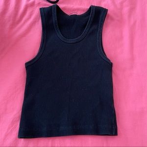 BRANDY. BASIC BLACK RIBBED TANK TOP. ONE SIZE.